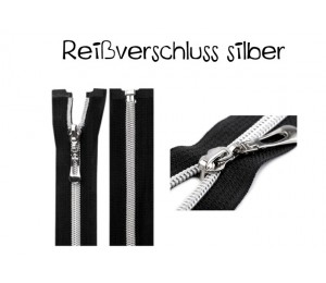 Reißverschluss 70cm schwarz silber farben Metallschiene